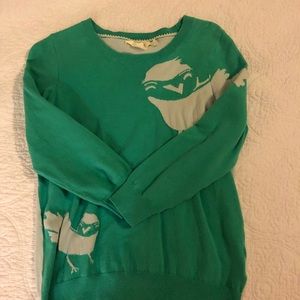 Anthropologie green/teal bird sweater